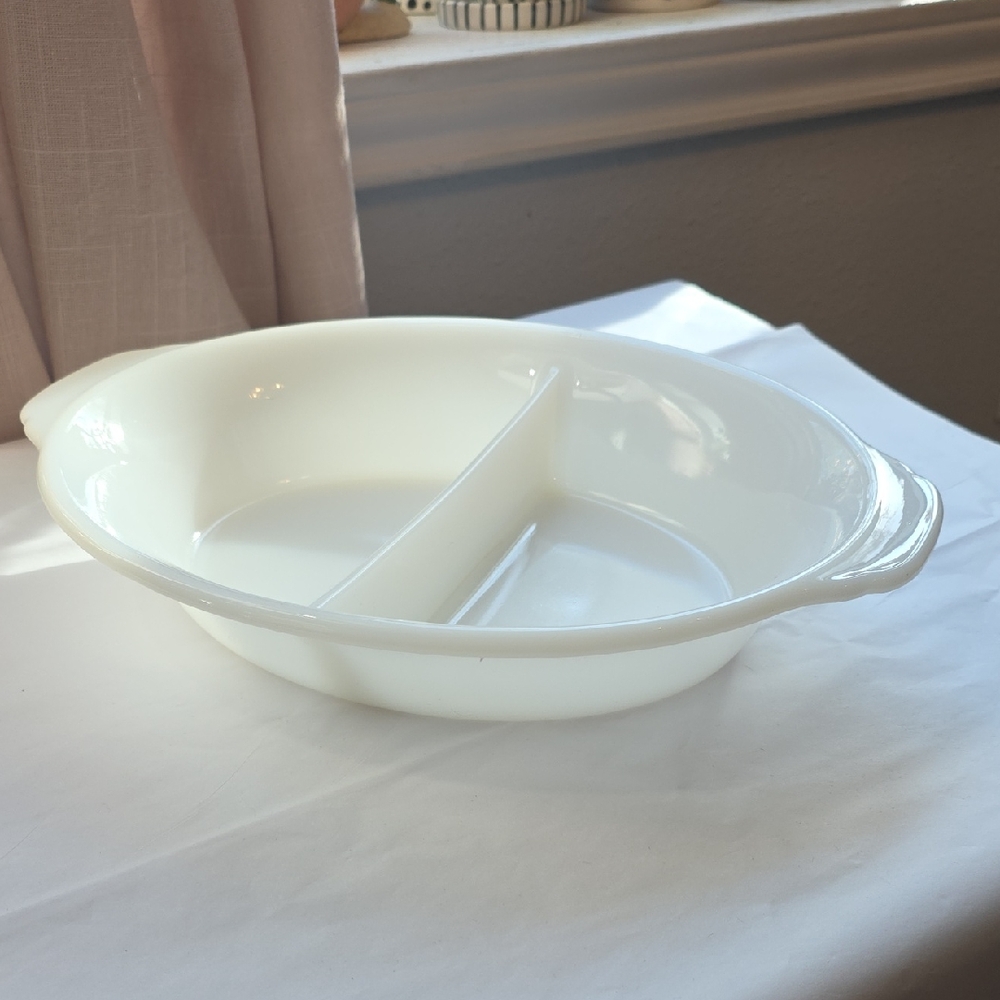Fire-King Divided Oval Casserole Dish